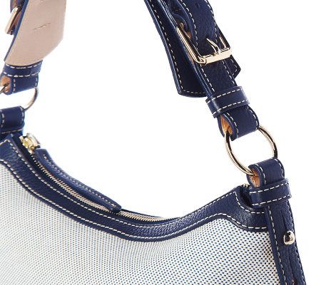 Dooney & Bourke Woven Hobo Bag with Leather Trim and Accessories