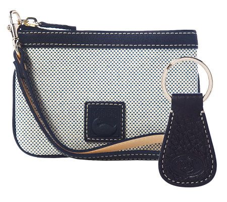 Dooney & Bourke Woven Hobo Bag with Leather Trim and Accessories