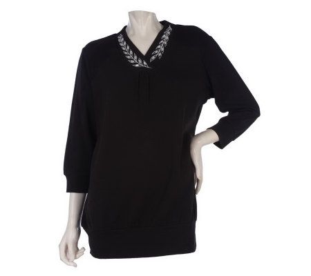 Bob Mackies Embroidered Laurel_Leaf Blouson Top - A217657