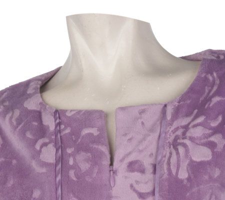 Stan Herman Tiger Lily Textured  Micro Velvet Caftan w/Satin Details