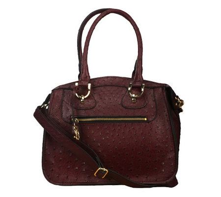 London Fog Hampton Ostrich Embosse Convertible Satchel - A220357