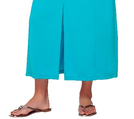 Bob Mackies Embroidered Zip Front Short Sleeve Caftan