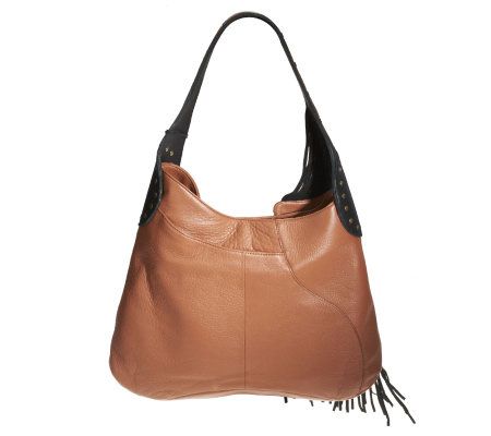 Muxo by Camila Alves Leather Asymmetrical Hobo w/ Fringe