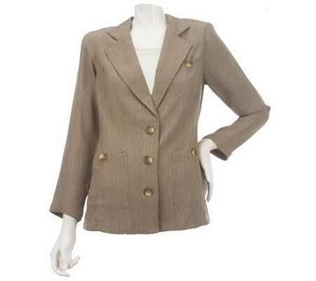 Linea by Louis DellOlio Herringbone Jacket with Pocket Detail - A226257