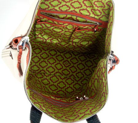 orYANY Leather Convertible Tote with Woven Leather Details