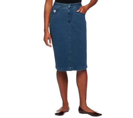 Quacker Factory DreamJeannes Knee Length Skirt - A229257