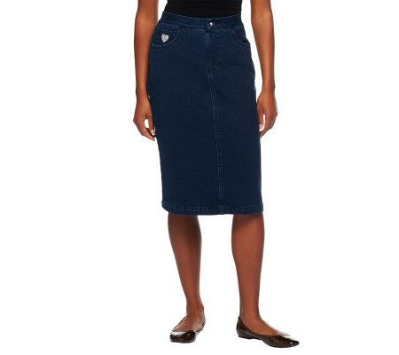 Quacker Factory DreamJeannes Knee Length Skirt - A229257