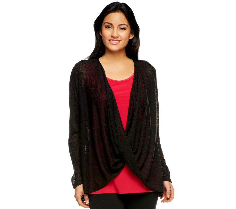 Attitudes by Renee Wrap Sweater with Cami Layering Set - A229657