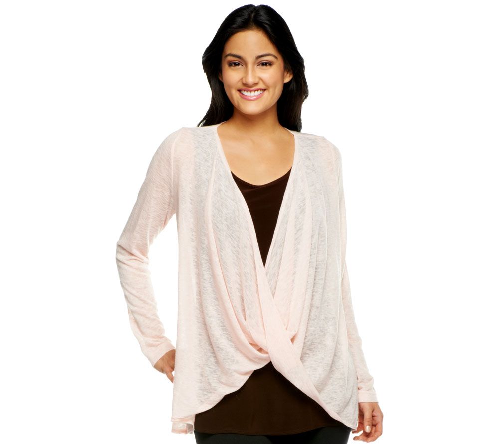 Attitudes by Renee Wrap Sweater with Cami Layering Set - A229657