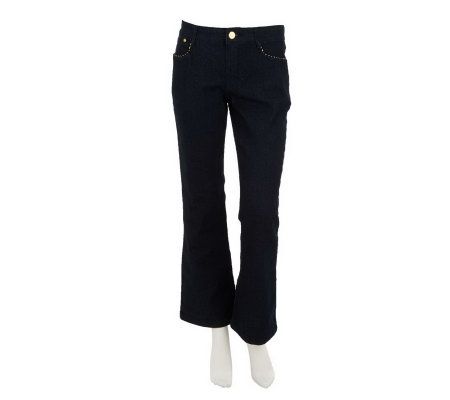 Susan Graver Denim 5-Pocket Jeans with Piping Accent Regular - A230157