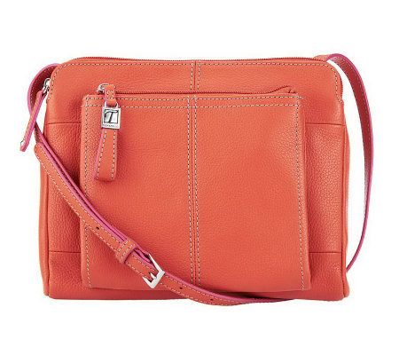 As Is Tignanello Leather Triple Compartment Crossbody Bag - A237157
