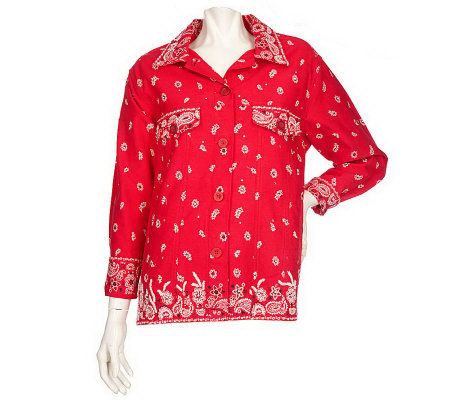 Quacker Factory Bandanna Print Hand Beaded Jacket - A39157