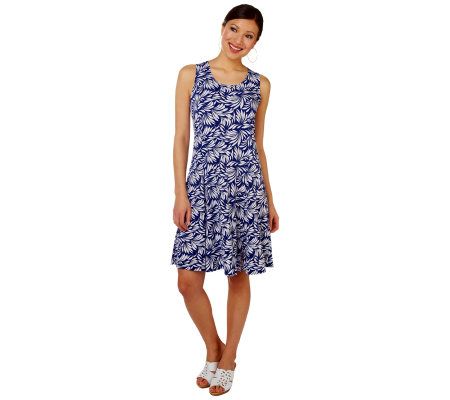 Susan Graver Liquid Knit Sleeveless Printed Dress - A73057