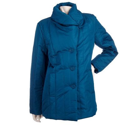 Dennis Basso Quilted Coat with Shawl Collar & Button Front - A85157