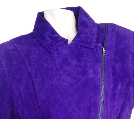 Linea by Louis DellOlio Asymmetrical Zip Front Suede Jacket