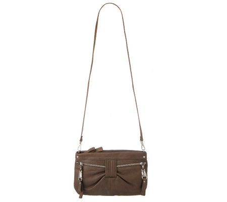 B.Makowsky Leather Zip-Top East/West Crossbody Bag