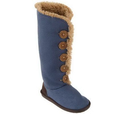 MukLuks Button Front Poly-Suede Memory Foam Boots - A220158