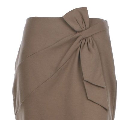 George Simonton Ponte Knit Pencil Skirt with Bow Detail