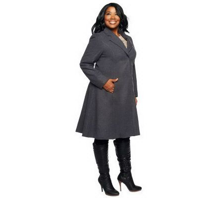 Jennifer Hudson Collection Snap Front Coat with Seam Detail - A227358