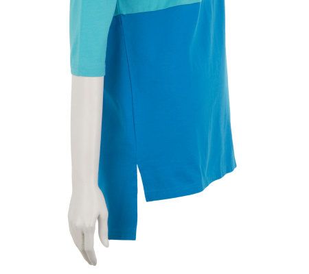 LOGO by Lori Goldstein Color Blocked Knit Top