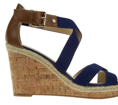 Isaac Mizrahi Live! Cork Wedge with Buckle