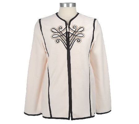 Bob Mackies Plush Fleece Imperial Embroidered Jacket - A68158