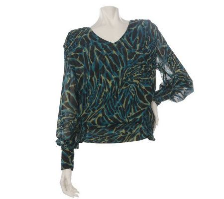 M by Marc Bouwer Animal Print Blouson Top - A70258