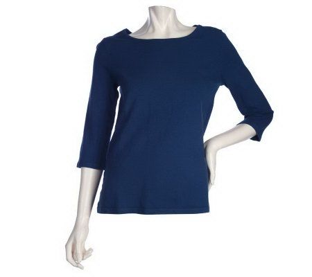 Motto Essentials 3/4 Sleeve Open Crewneck Sweater - A202459