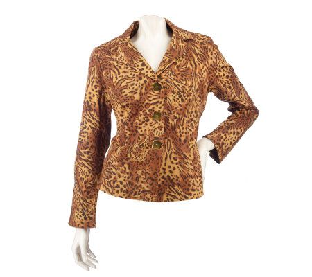 Joan Rivers Animal Print Jacket with Contrast Lining - A203359