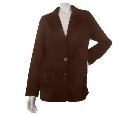 Denim & Co. Long Sleeve Stretch Canvas Utility Jacket w/Front Pockets - A212959