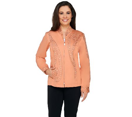 Bob Mackies Zip Front Jacket with Stud Detail - A213859