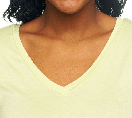 LOGO by Lori Goldstein Chiffon Trim Tee with Front Pockets