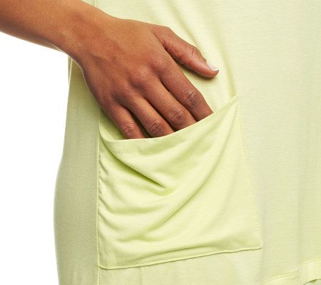 LOGO by Lori Goldstein Chiffon Trim Tee with Front Pockets