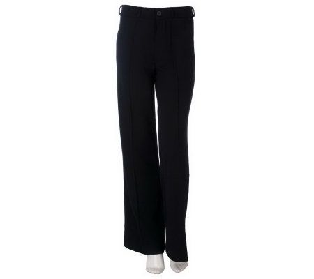 Dennis Basso Ponte Knit Boot-Cut Pants with Tuck Detail - A217259