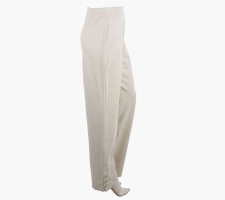 Susan Graver Brushed French Terry Pull-on Reg Pants with Button Cuff