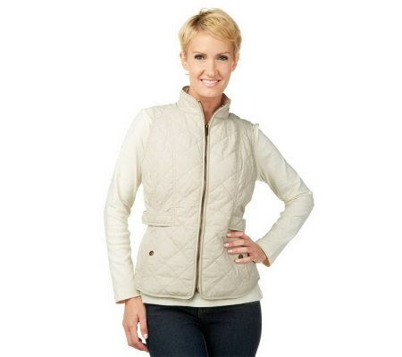 Liz Claiborne New York Quilted Vest with Snap Pockets - A226559