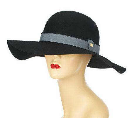 Liz Claiborne New York Wide Brim Floppy Hat w/Ribbon Trim - A228759