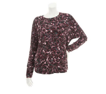 LOGO by Lori Goldstein Printed Dolman Sleeve Knit Top - A229359