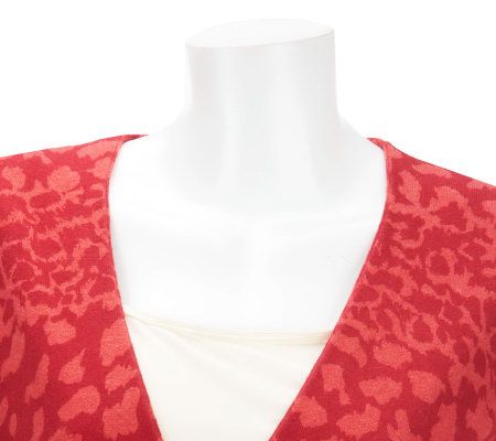 Liz Claiborne New York Animal Print Button Front Cardigan