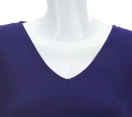 Attitudes by Renee Asymmetrical Top with Contrast Hem