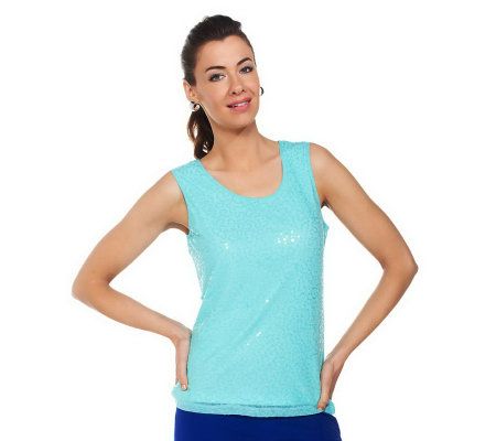 Joan Rivers Sequin Swirl Stretch Tank Top - A230459