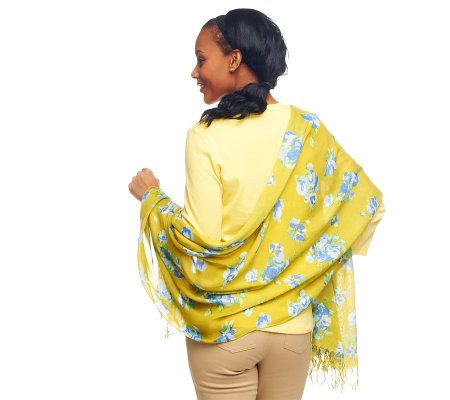 Isaac Mizrahi Live! Bouquet Floral Print Scarf