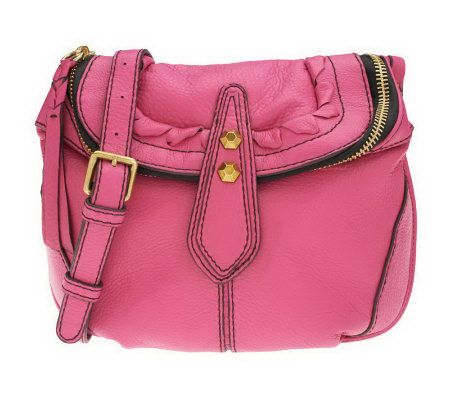 As Is orYANY Leather Becky Crossbody with Woven Accents
