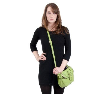As Is orYANY Leather Becky Crossbody with Woven Accents