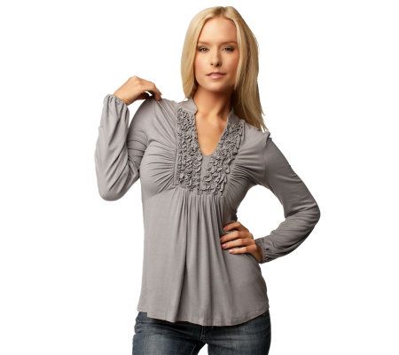 M by Marc Bouwer Ruffle Knit Tunic with Tie Back - A92659