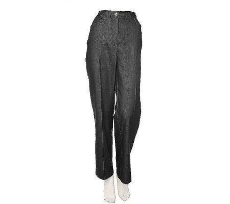 Susan Graver City Denim Straight Leg Fly Front Regular Pants - A93459