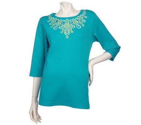 Bob Mackies Whimsical Jeweled Necklace Top - A201760
