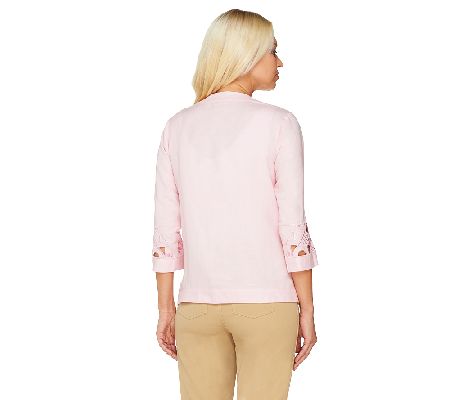 Bob Mackies Linen/Rayon Geometric Cutout Jacket