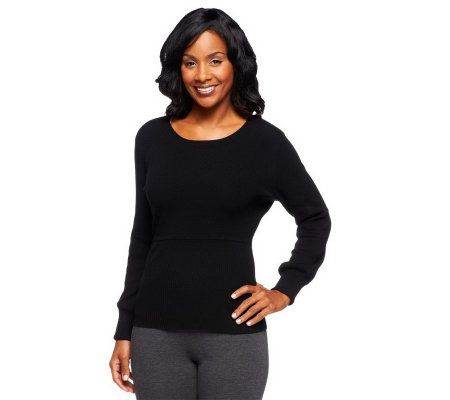 Linea by Louis DellOlio Jewel Neck Sweater w/ Rib Detail - A210360