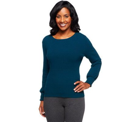 Linea by Louis DellOlio Jewel Neck Sweater w/ Rib Detail - A210360